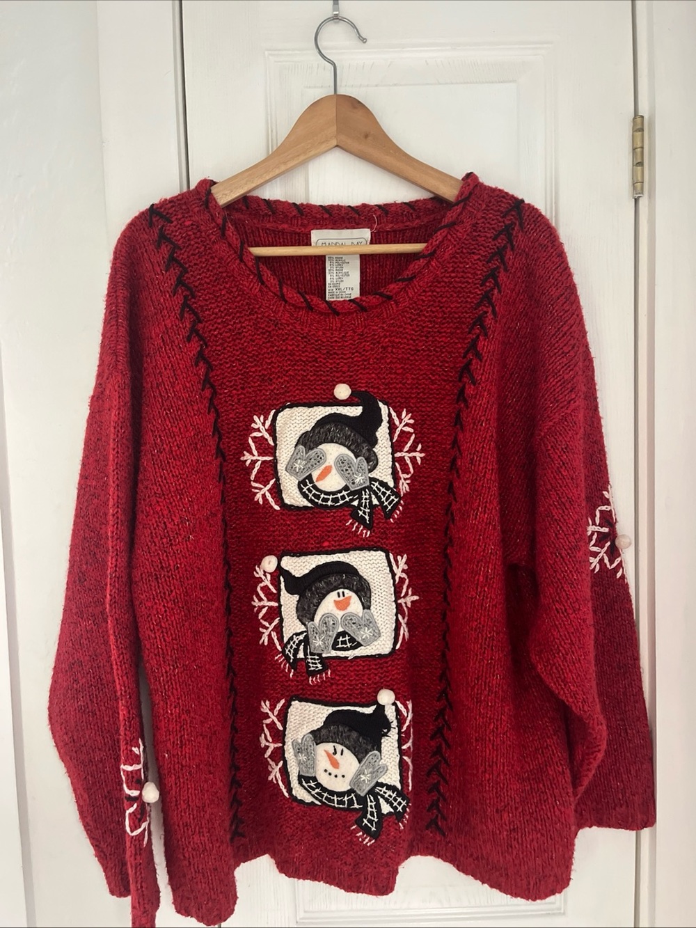 Red Snowman Crewneck Sweater - Holiday Knit